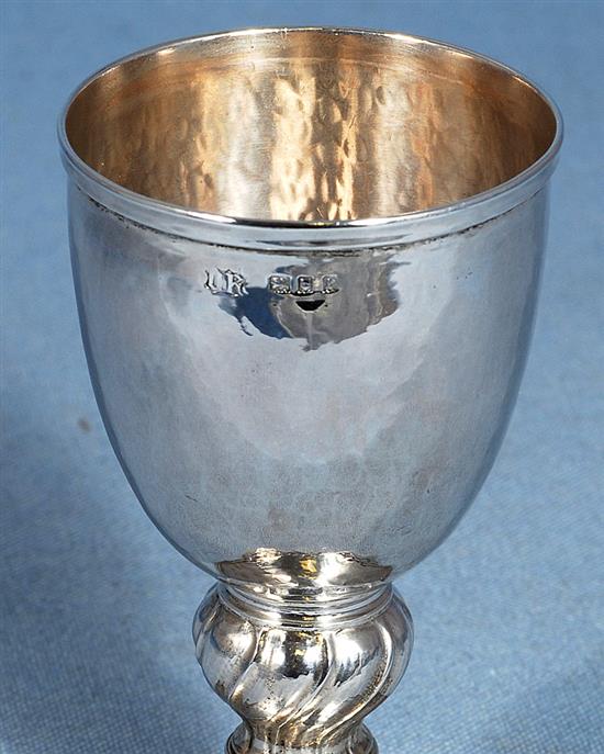 A George V Arts & Crafts silver goblet, by Omar Ramsden, Height 120 Weight 3.3oz/103grms